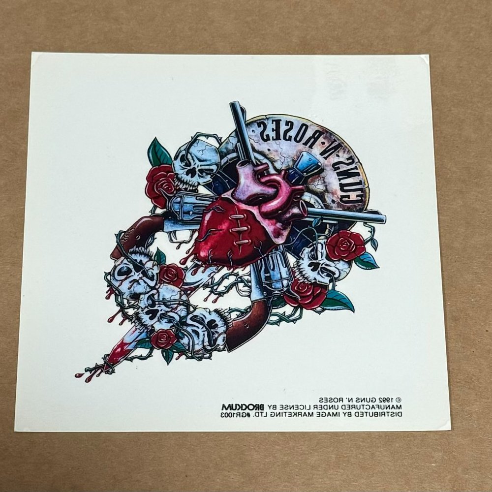 GUNS N' ROSES - ADHESIVE WINDOW STICKER - VINTAGE - 1992